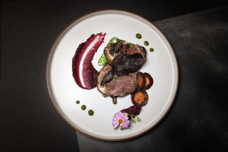 Basak Canakar Lamb loin stuffed with black pudding and herbs