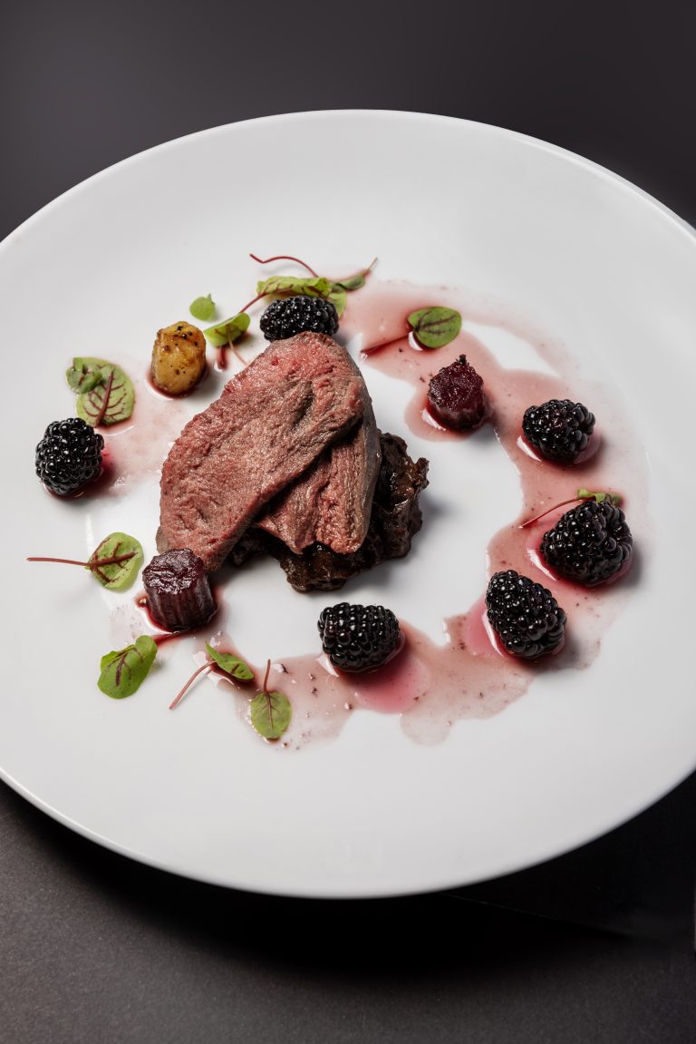 Harvey Stockill Pan fried pigeon breast and black pudding puree