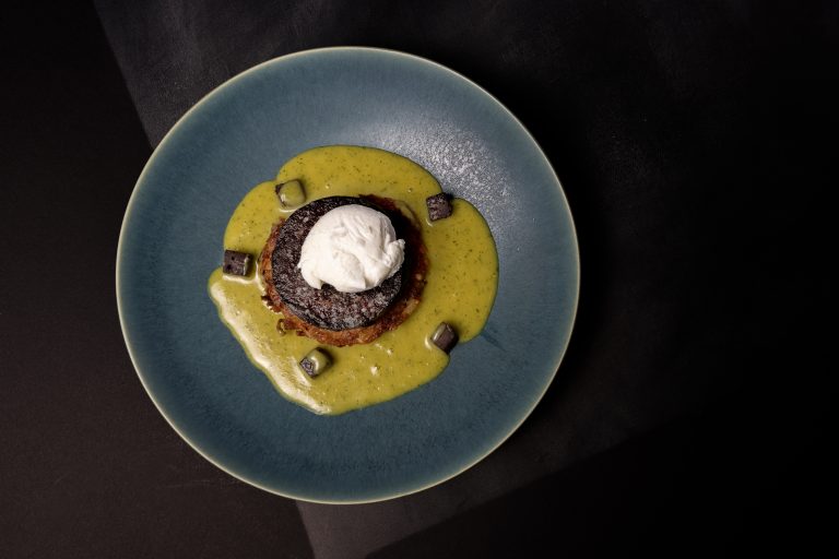 Olivia Nkomo Mignott Watercress soup apple potato rosti black pudding and a poached egg